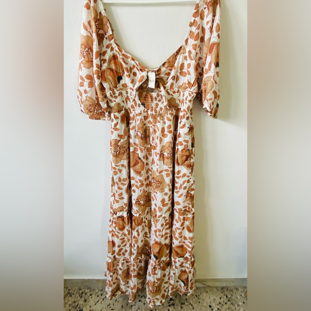 Antropologie Floral Puff Sleeve Dress with Bow Detail MP - Picture 3 of 4